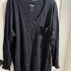 Torrid Black Long Sleeve V-Neck Tee